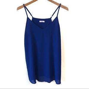 SoTeer Adjustable Strap V Neck Blue Tank Top